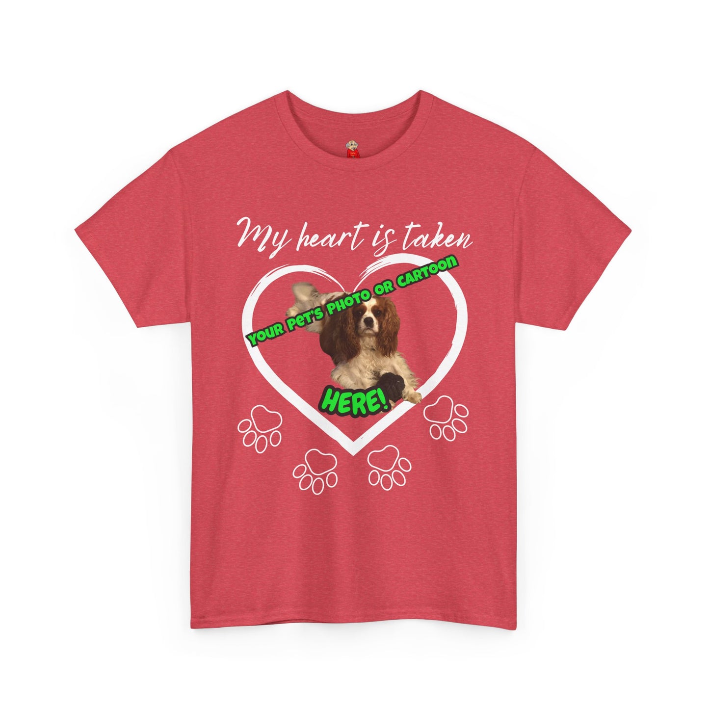 My Heart Is Taken Paw-Print Heart — Personalized Pet Photo Valentine T-Shirt(Free Shipping)