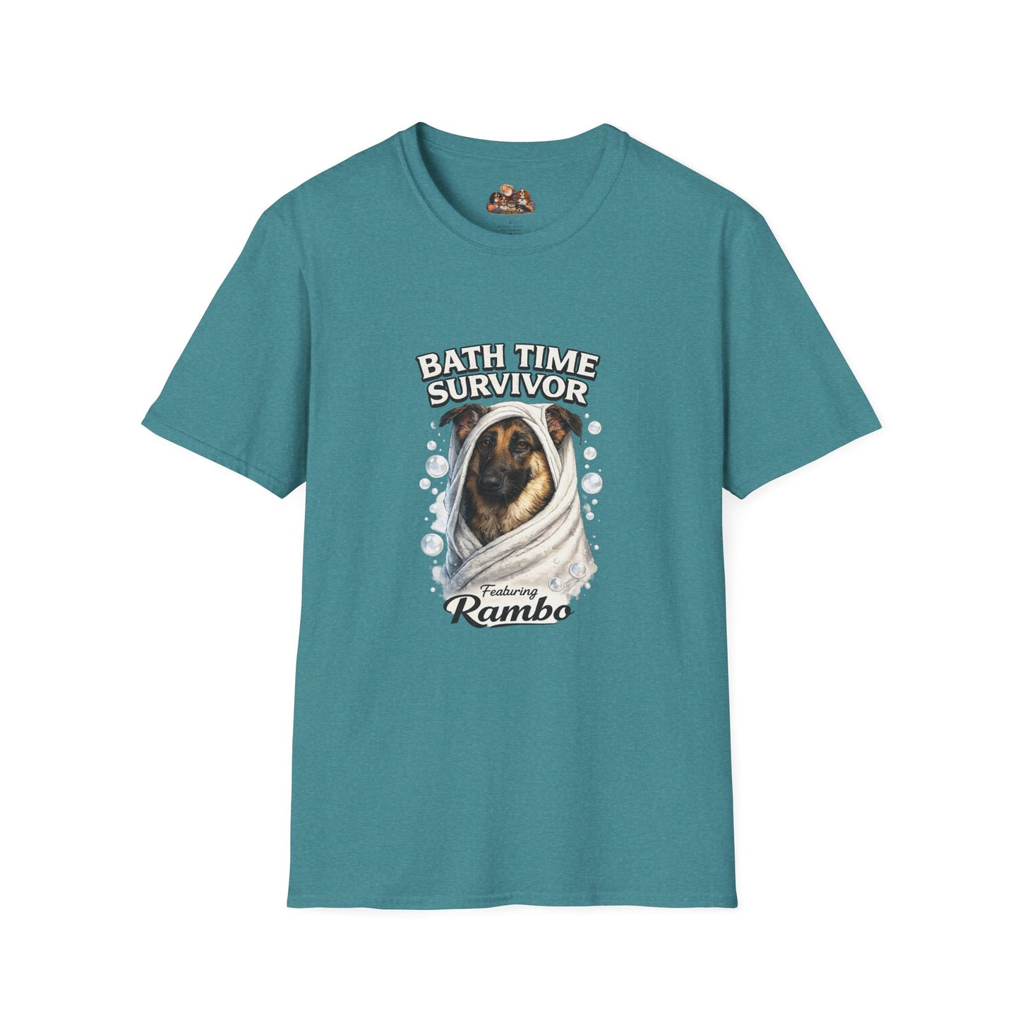 Bath Time Survivor – Personalized Dog Spa T-Shirt – Paw Spa Days Remembered