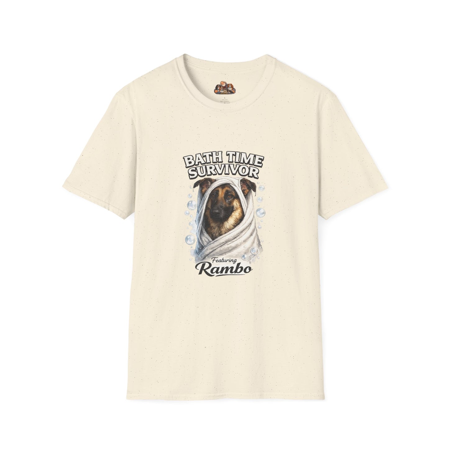 Bath Time Survivor – Personalized Dog Spa T-Shirt – Paw Spa Days Remembered