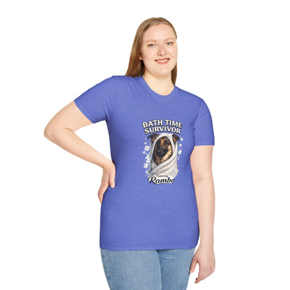 Bath Time Survivor – Personalized Dog Spa T-Shirt – Paw Spa Days Remembered