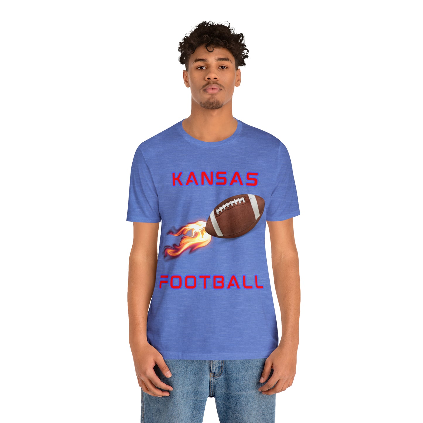 Kansas Flame Football Customizable Unisex Jersey Short Sleeve Tee