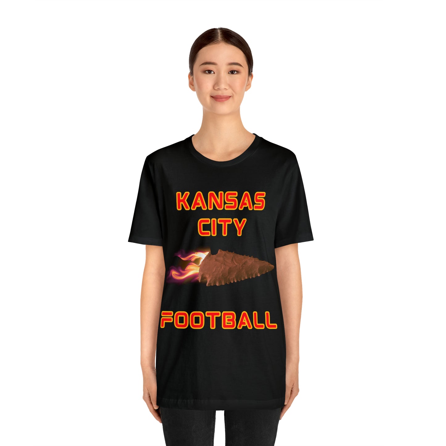 Kansas City Flame Football Arrowhead Customizable Unisex Jersey Short Sleeve Tee