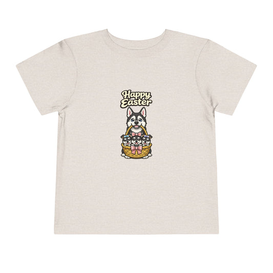 Husky Family Happy Easter -- Toddler Dog Lover Tee