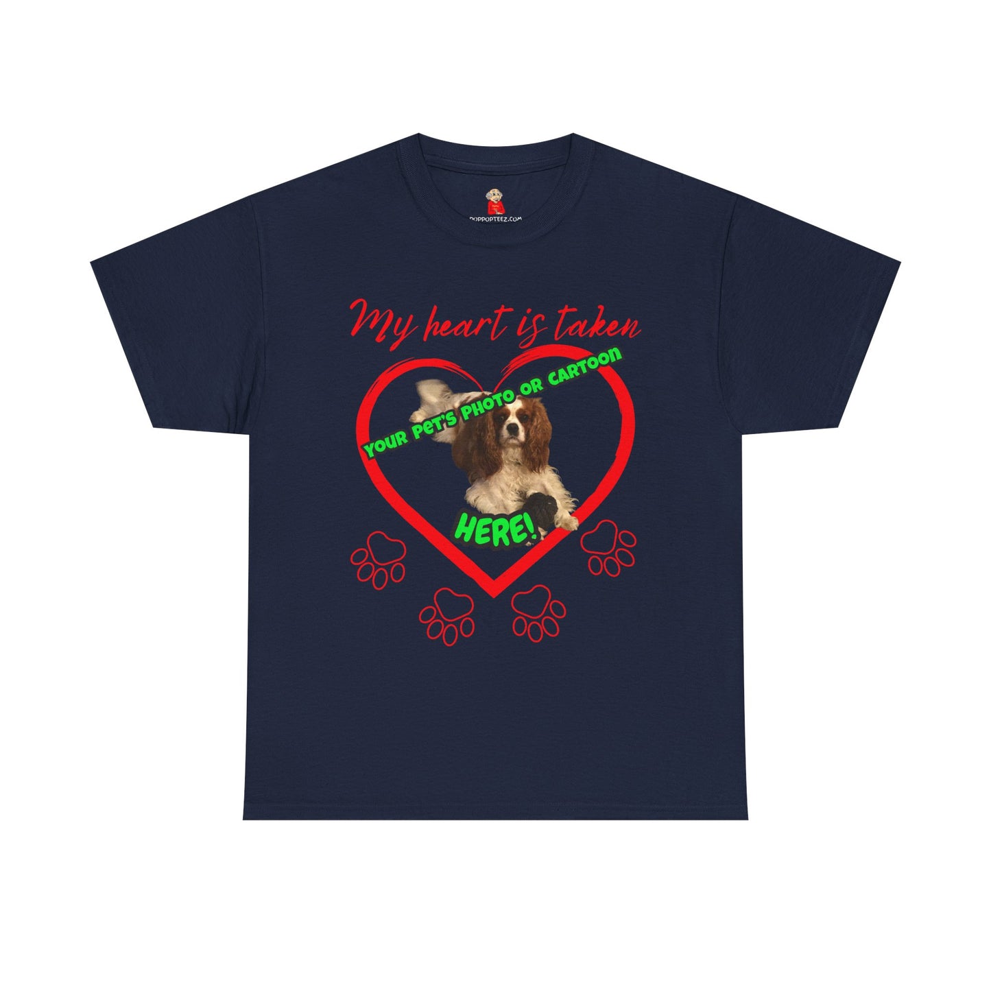 My Heart Is Taken Paw-Print Heart — Personalized Pet Photo Valentine T-Shirt(Free Shipping)