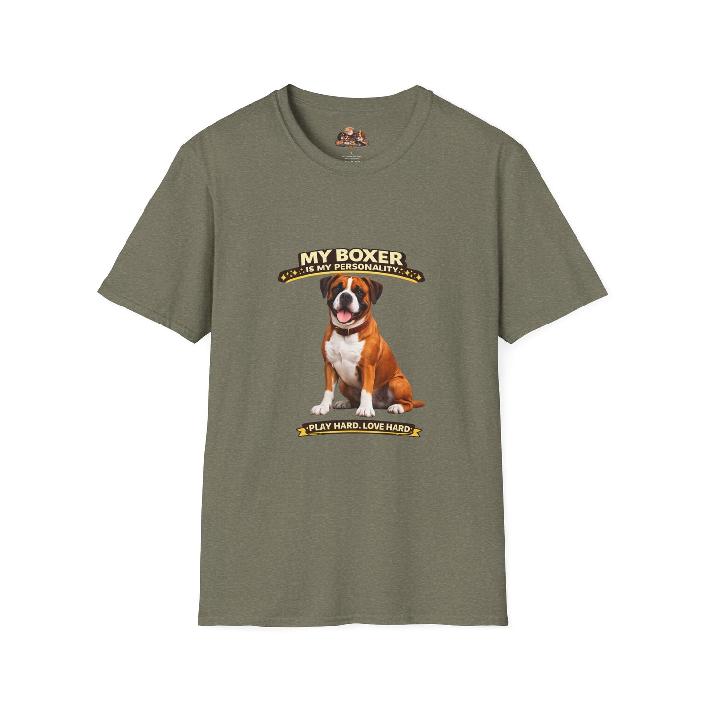 My Boxer Is My Personality – Play Hard Love Hard – Personalized Dog Breed Tee