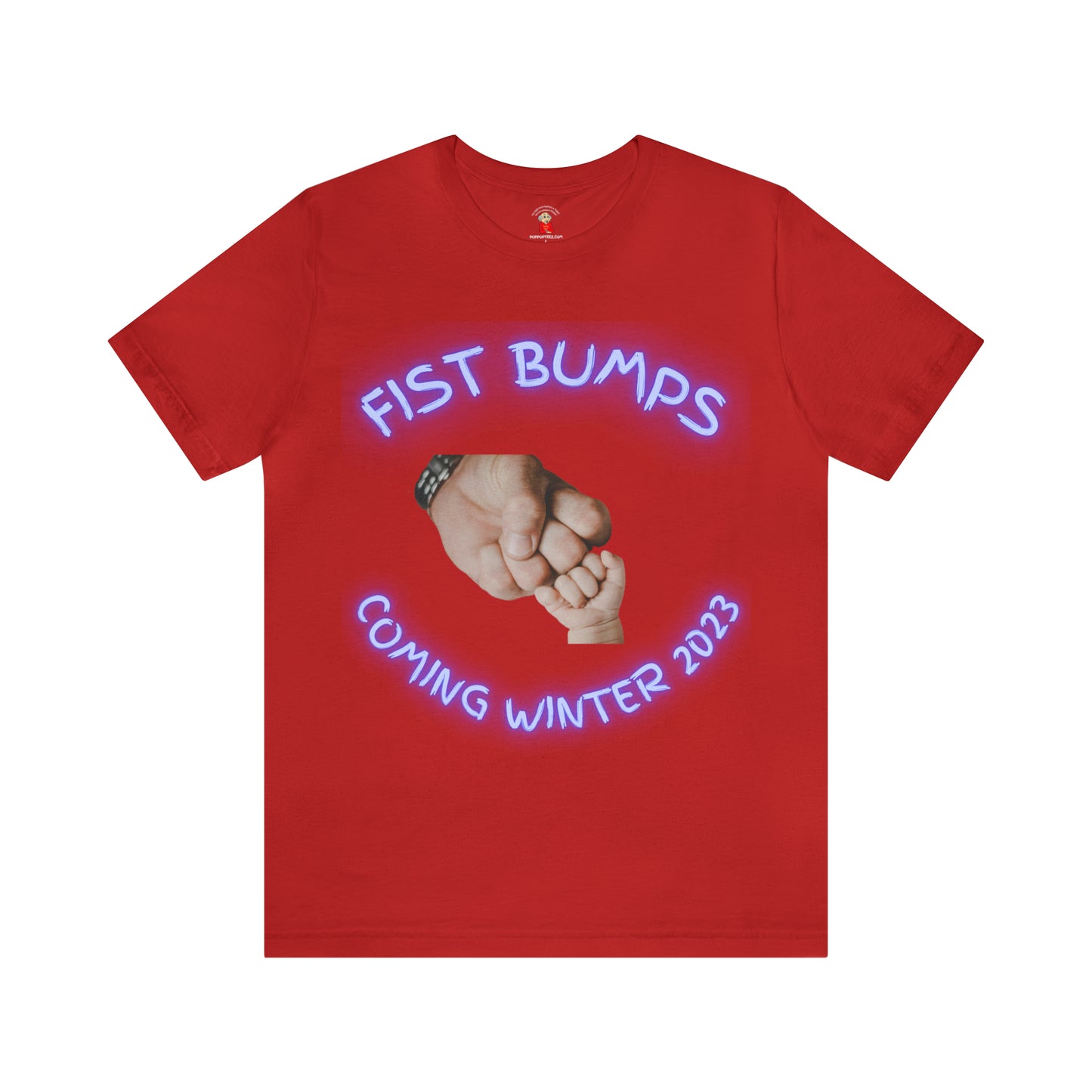 Baby Boy Blue Fist Bumps Coming Winter 2023 Unisex Jersey Short Sleeve Tee