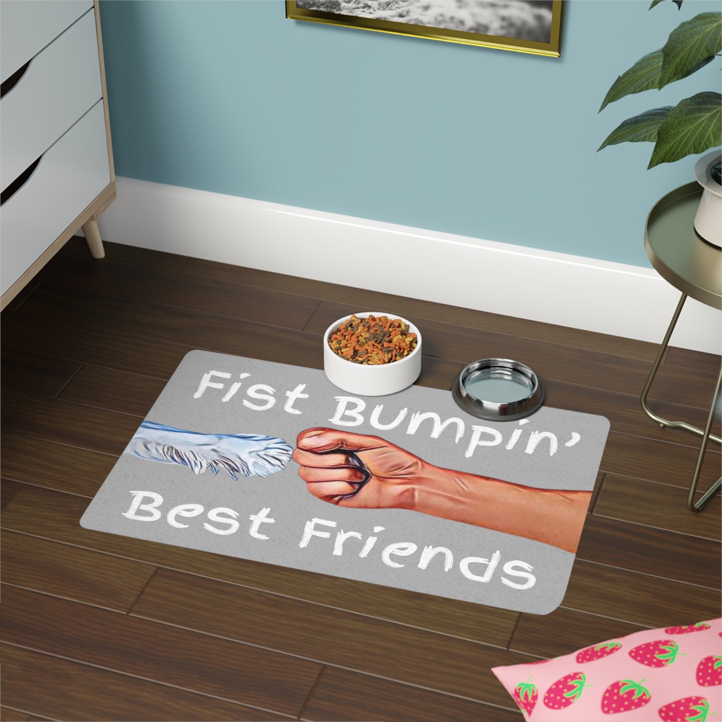 Opie’s Cavalier Paw Fist Bumpin’ Best Friends Pet Food Mat (12x18)