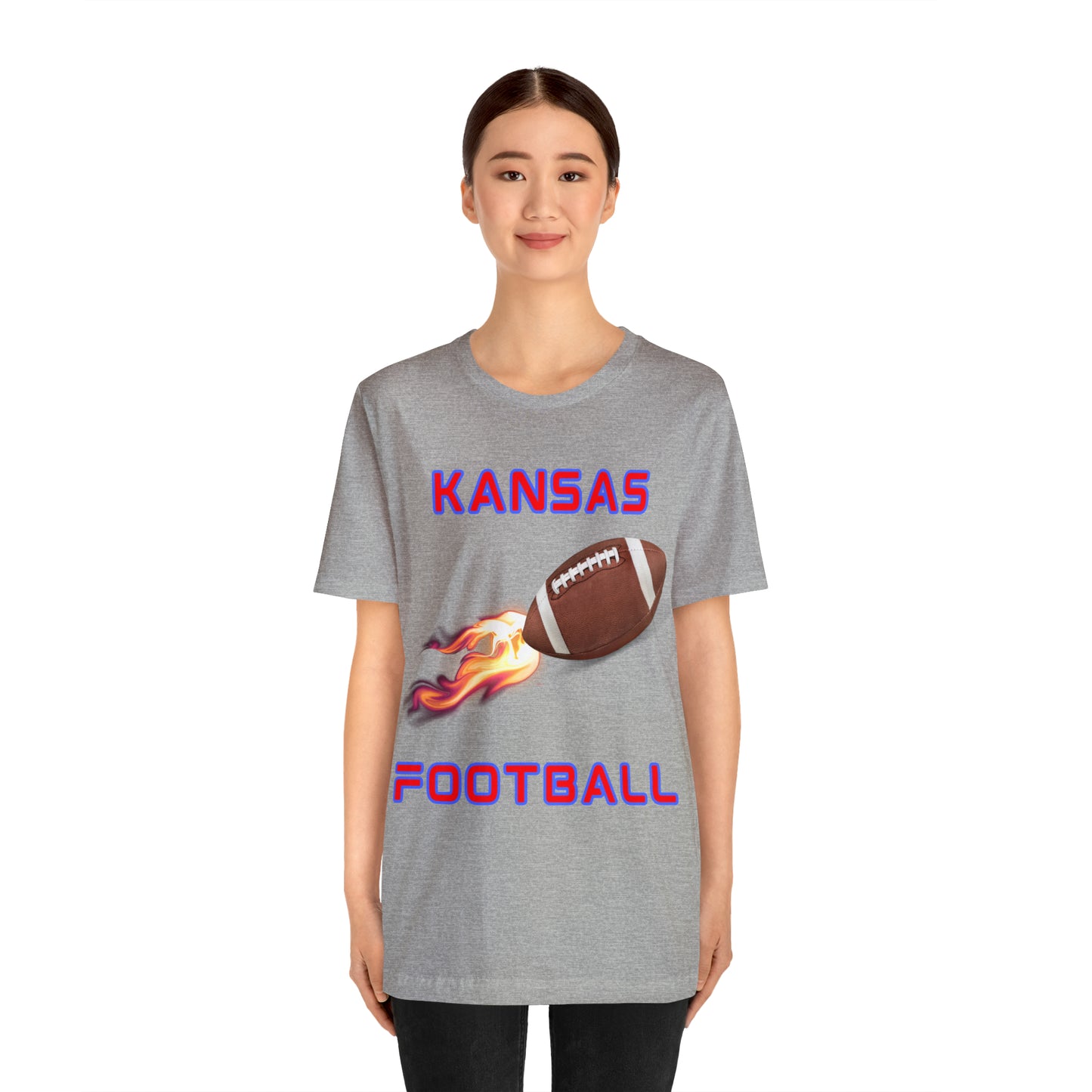 Kansas Flame Football Customizable Unisex Jersey Short Sleeve Tee