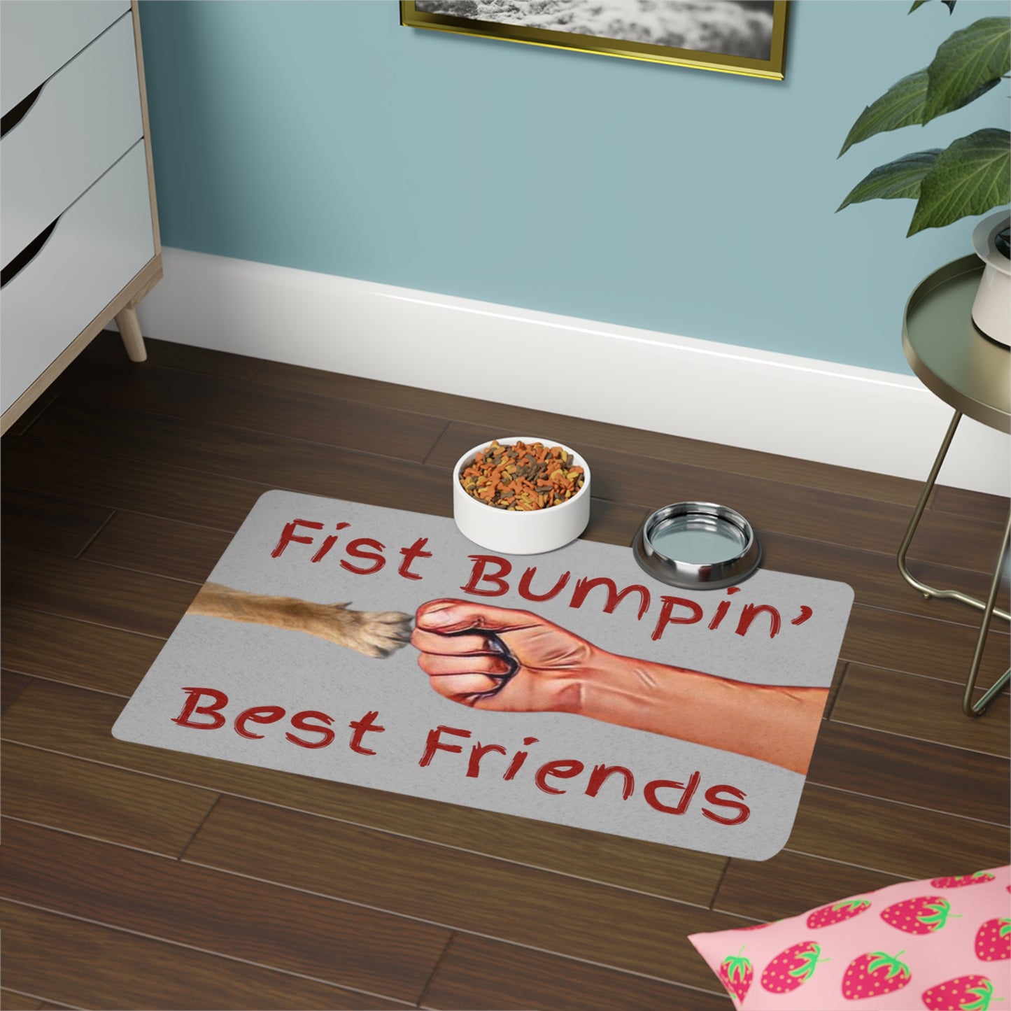 German Shepard Paw Fist Bumpin’ Best Friends Pet Food Mat (12x18)