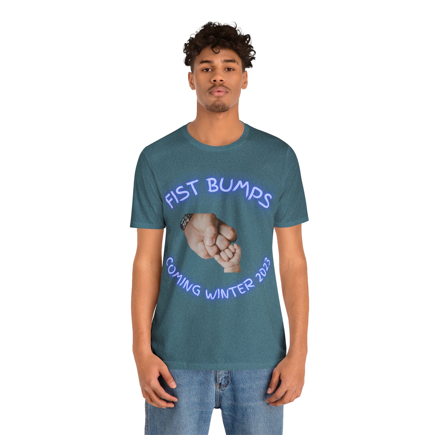 Baby Boy Blue Fist Bumps Coming Winter 2023 Unisex Jersey Short Sleeve Tee