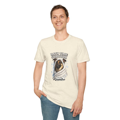 Bath Time Survivor – Personalized Dog Spa T-Shirt – Paw Spa Days Remembered