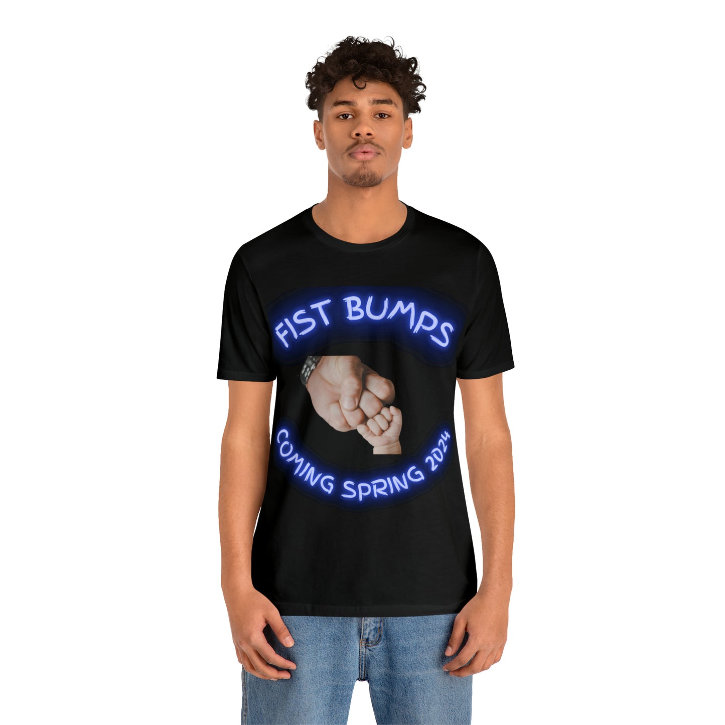 Baby Boy Blue Fist Bumps Coming Spring 2024 Unisex Jersey Short Sleeve Tee