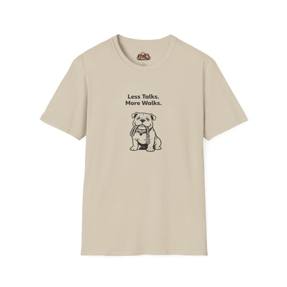 Bulldog Less Talks. More Walks.  —  Black And White Minimalist Family Collection For Adult Dog Lovers
