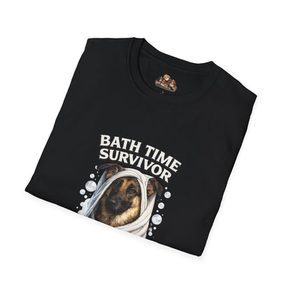 Bath Time Survivor – Personalized Dog Spa T-Shirt – Paw Spa Days Remembered