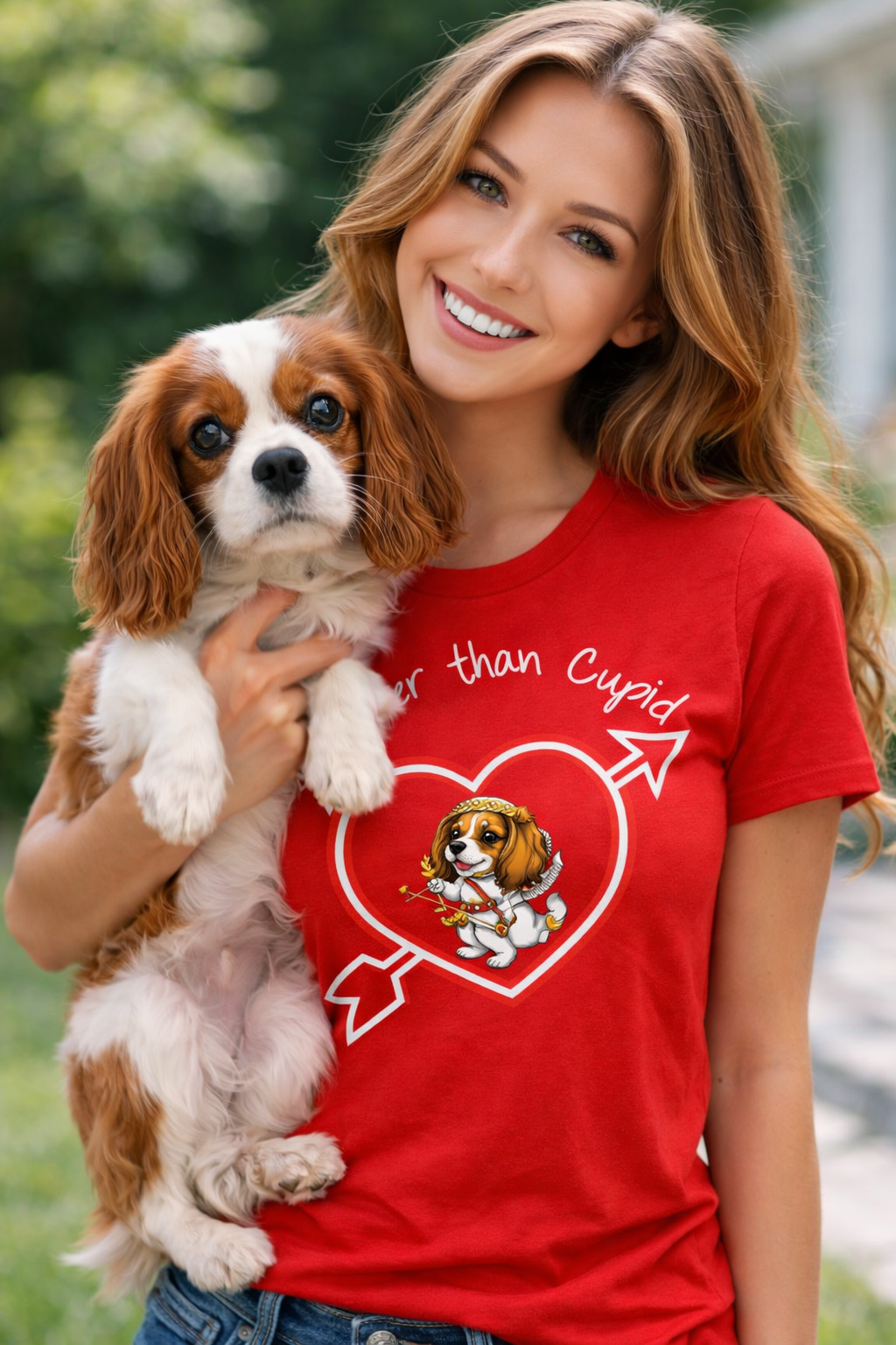 Cuter Than Cupid Pet Photo T-Shirt — Custom Photo or Cartoon Heart Design