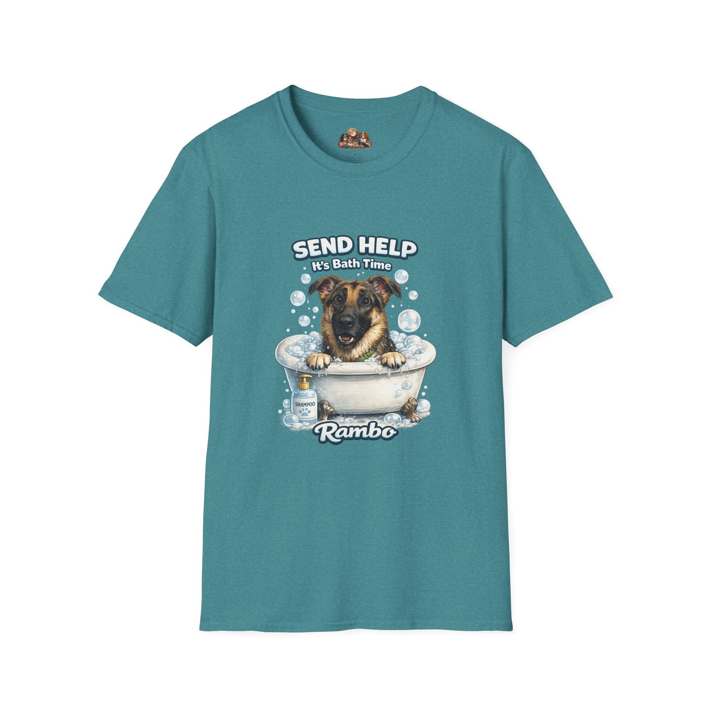 Send Help It's Bath Time – Personalized Dog Spa T-Shirt – Paw Spa Days Remembered