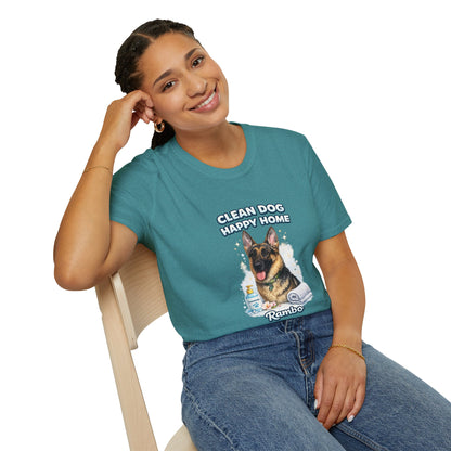 Clean Dog Happy Home – Personalized Dog Spa T-Shirt – Paw Spa Days Remembered