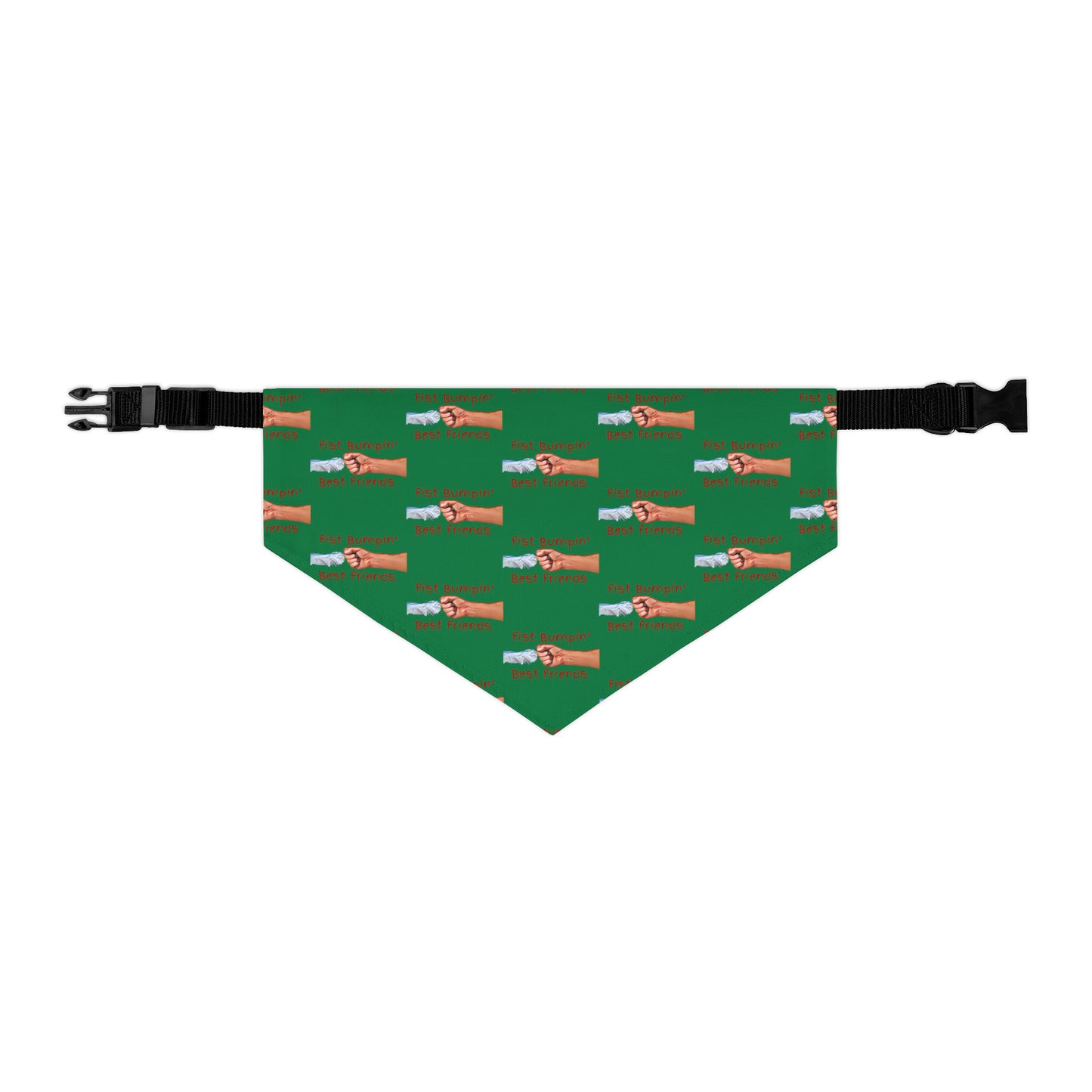 Fist Bumpin’ Best Friends Opie’s Cavalier King Charles Spaniel Pet Bandana Collar Green with Red lettering.