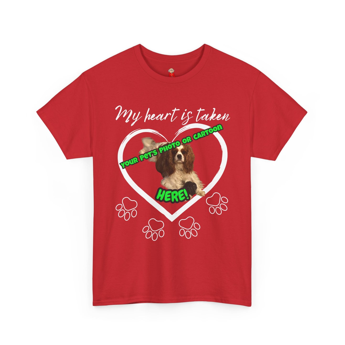 My Heart Is Taken Paw-Print Heart — Personalized Pet Photo Valentine T-Shirt(Free Shipping)