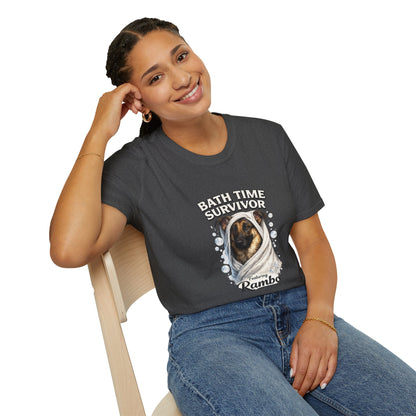 Bath Time Survivor – Personalized Dog Spa T-Shirt – Paw Spa Days Remembered
