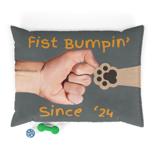 Tan Paw Fist Bumpin’ Since ‘24 Dark Grey Pet Bed