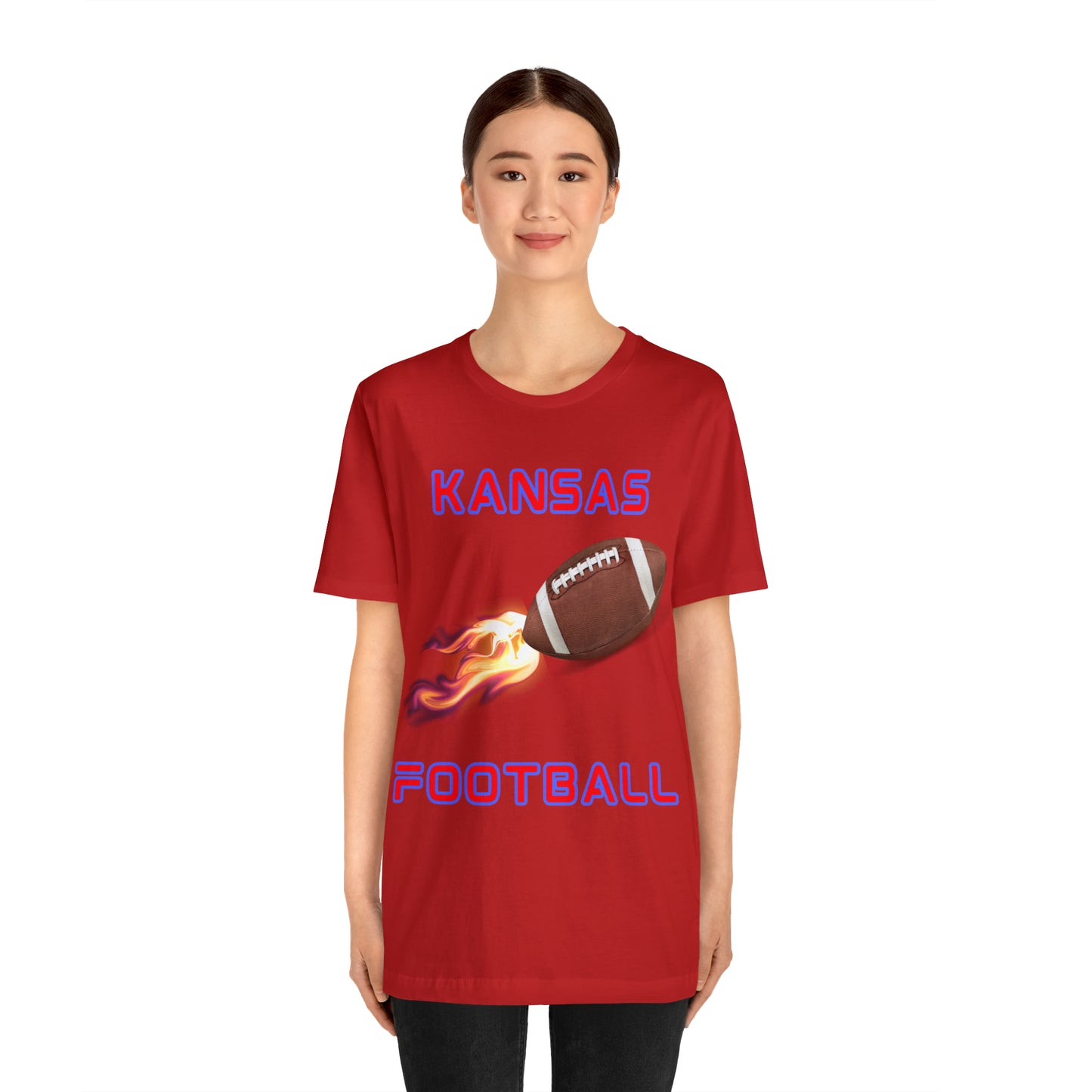 Kansas Flame Football Customizable Unisex Jersey Short Sleeve Tee