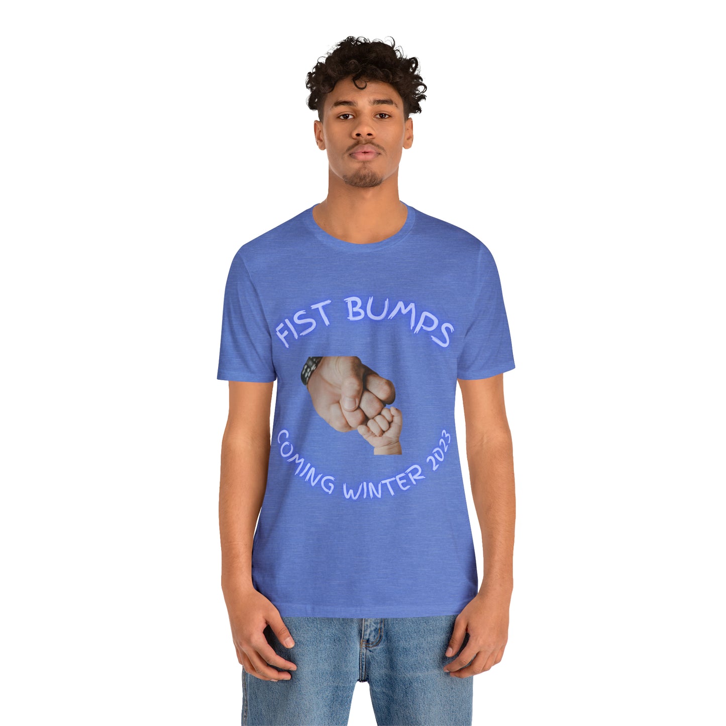 Baby Boy Blue Fist Bumps Coming Winter 2023 Unisex Jersey Short Sleeve Tee