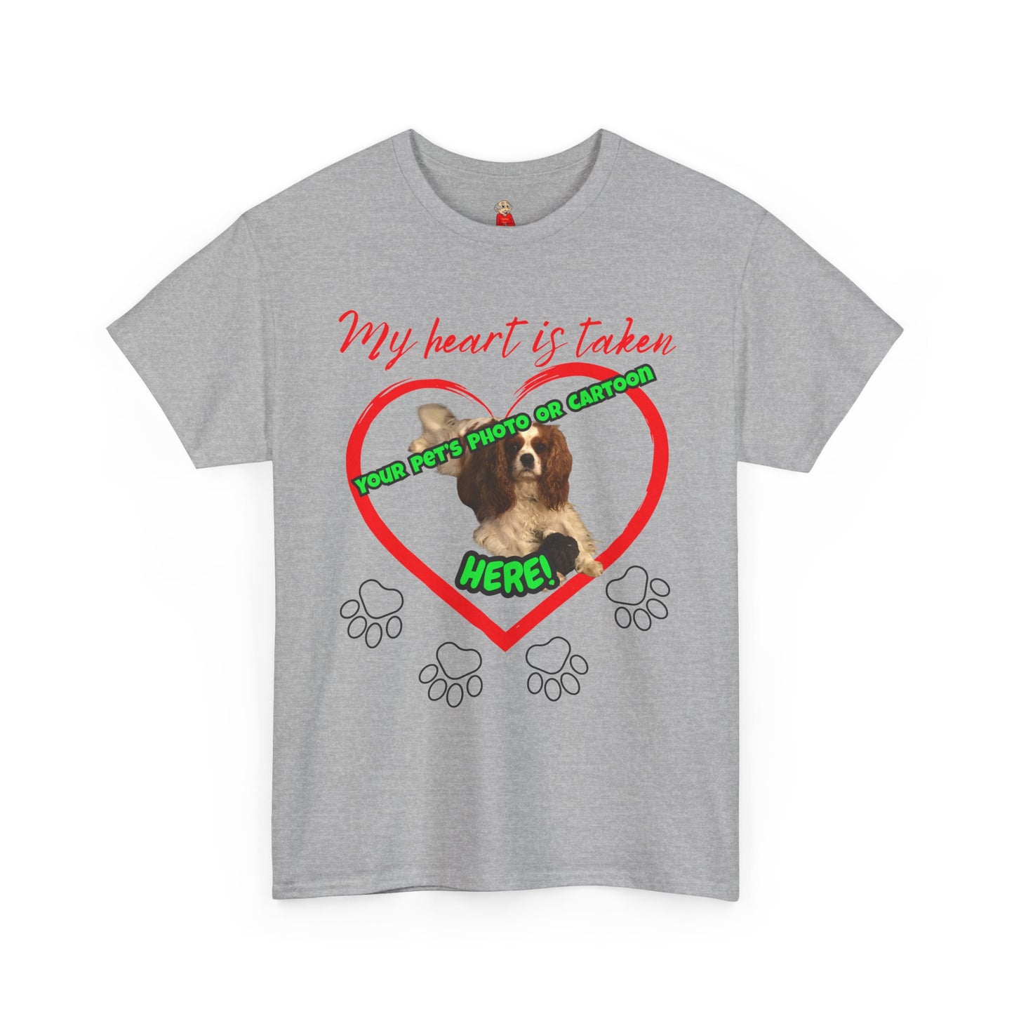 My Heart Is Taken Paw-Print Heart — Personalized Pet Photo Valentine T-Shirt(Free Shipping)
