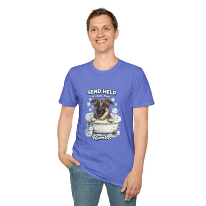Send Help It's Bath Time – Personalized Dog Spa T-Shirt – Paw Spa Days Remembered