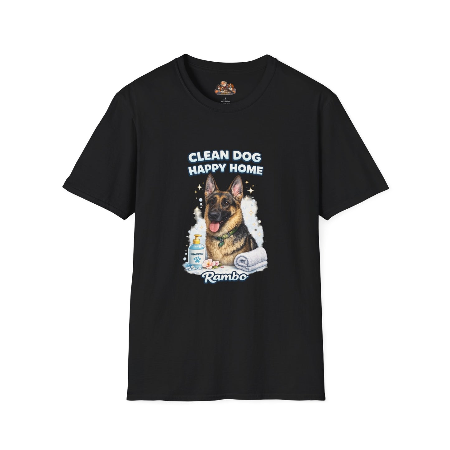 Clean Dog Happy Home – Personalized Dog Spa T-Shirt – Paw Spa Days Remembered