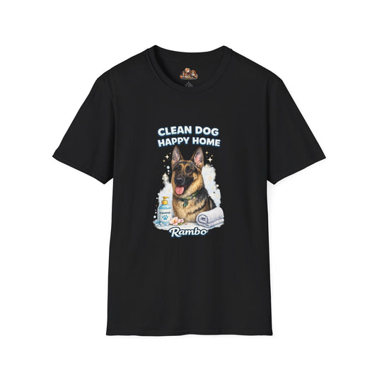 Clean Dog Happy Home – Personalized Dog Spa T-Shirt – Paw Spa Days Remembered
