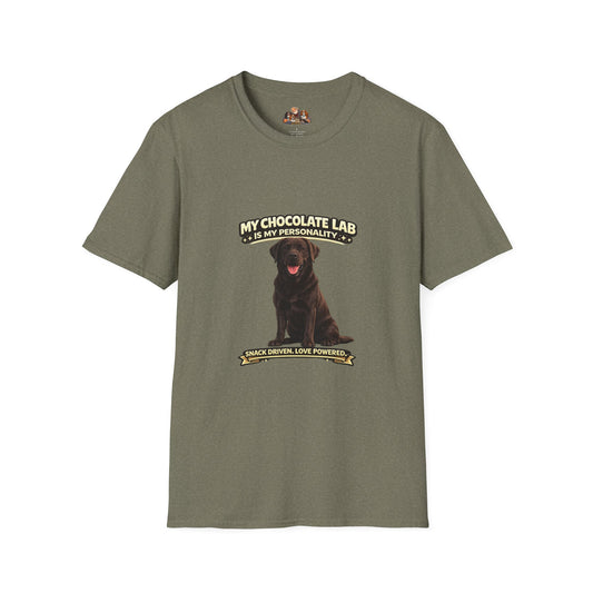 My Chocolate Lab is My Personality – Snack Driven. Love Powered – Personalized Custom Dog Breed Shirt