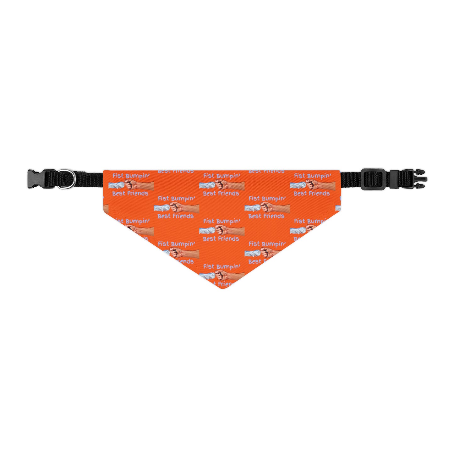 Fist Bumpin’ Best Friends Opie’s Cavalier King Charles Spaniel Paw Pet Bandana Collar Orange with Light Blue.