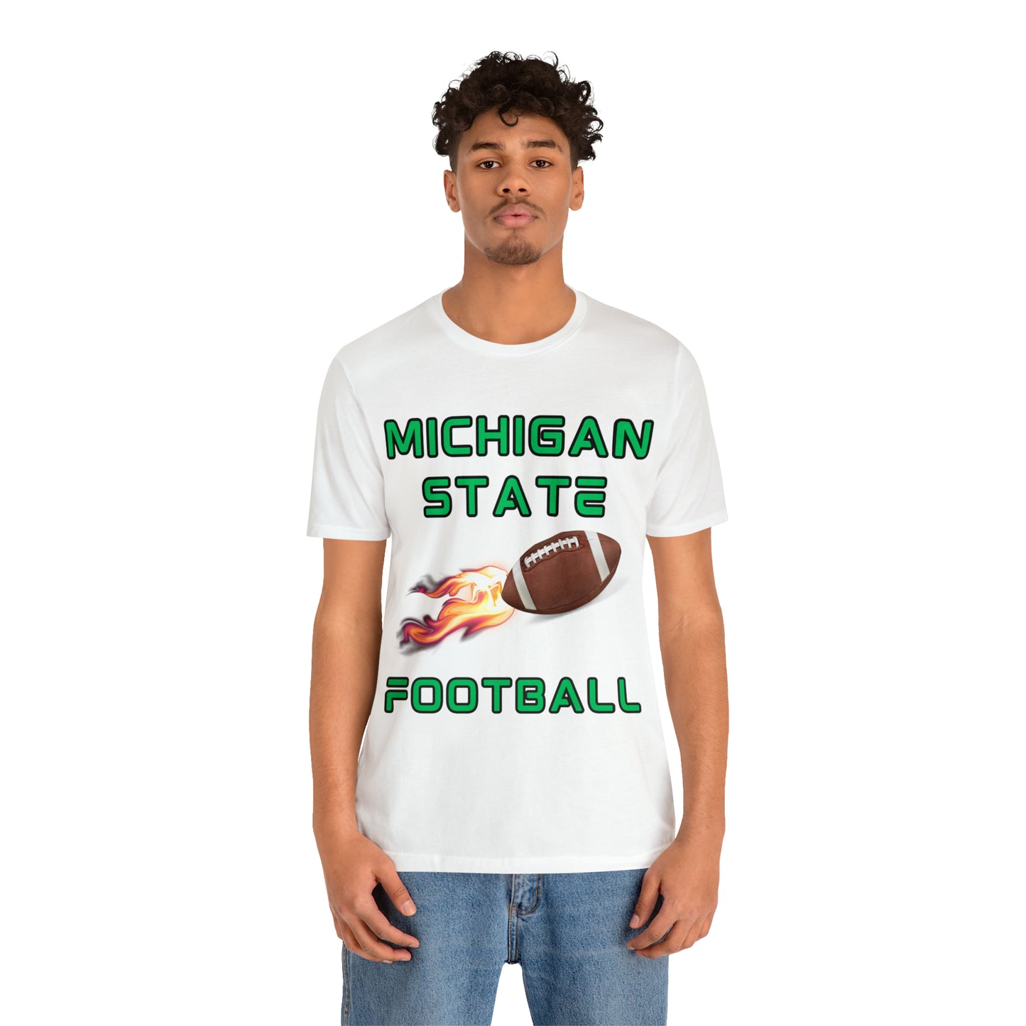 Michigan State Flame Football Customizable Unisex Jersey Short Sleeve Tee