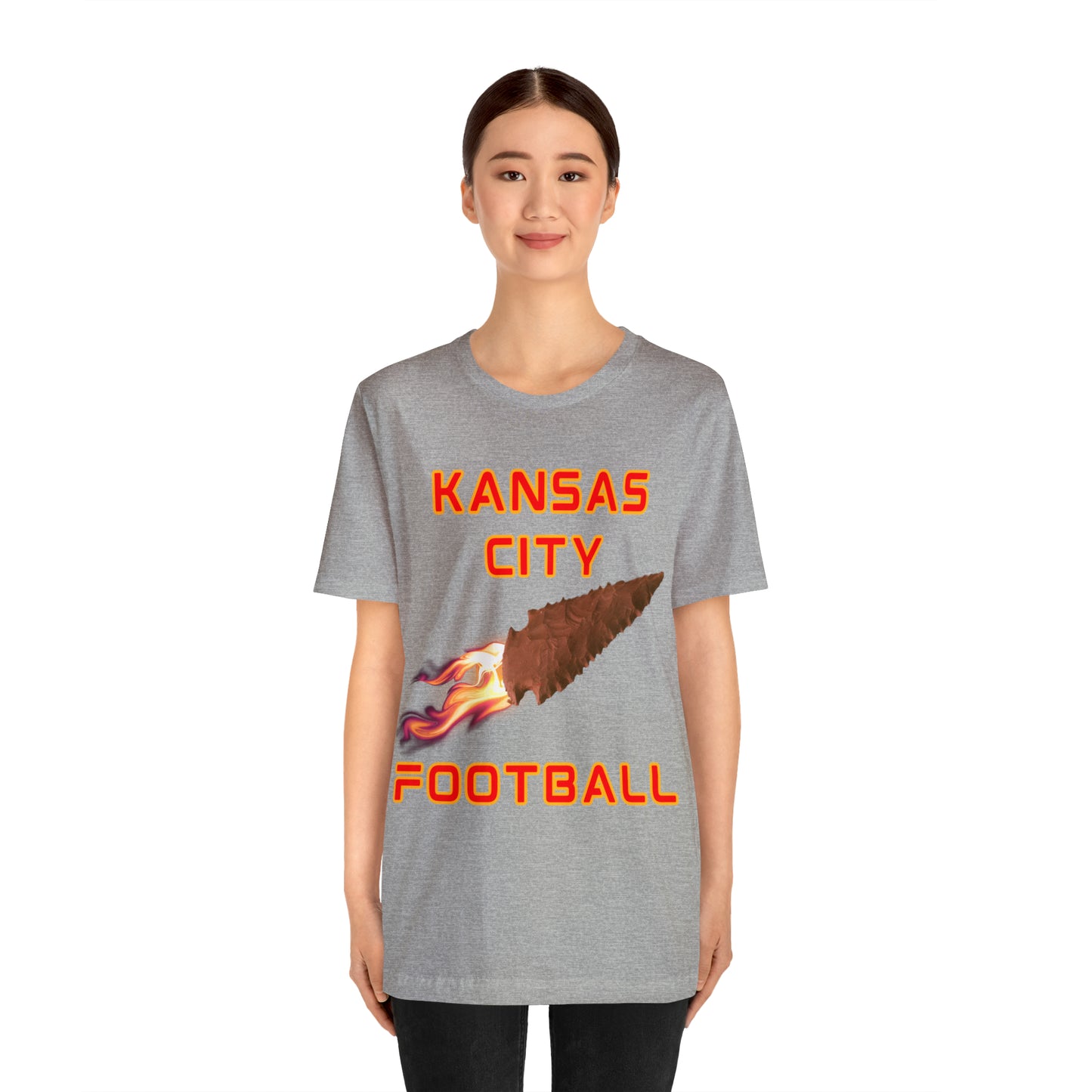 Kansas City Flame Football Arrowhead Customizable Unisex Jersey Short Sleeve Tee