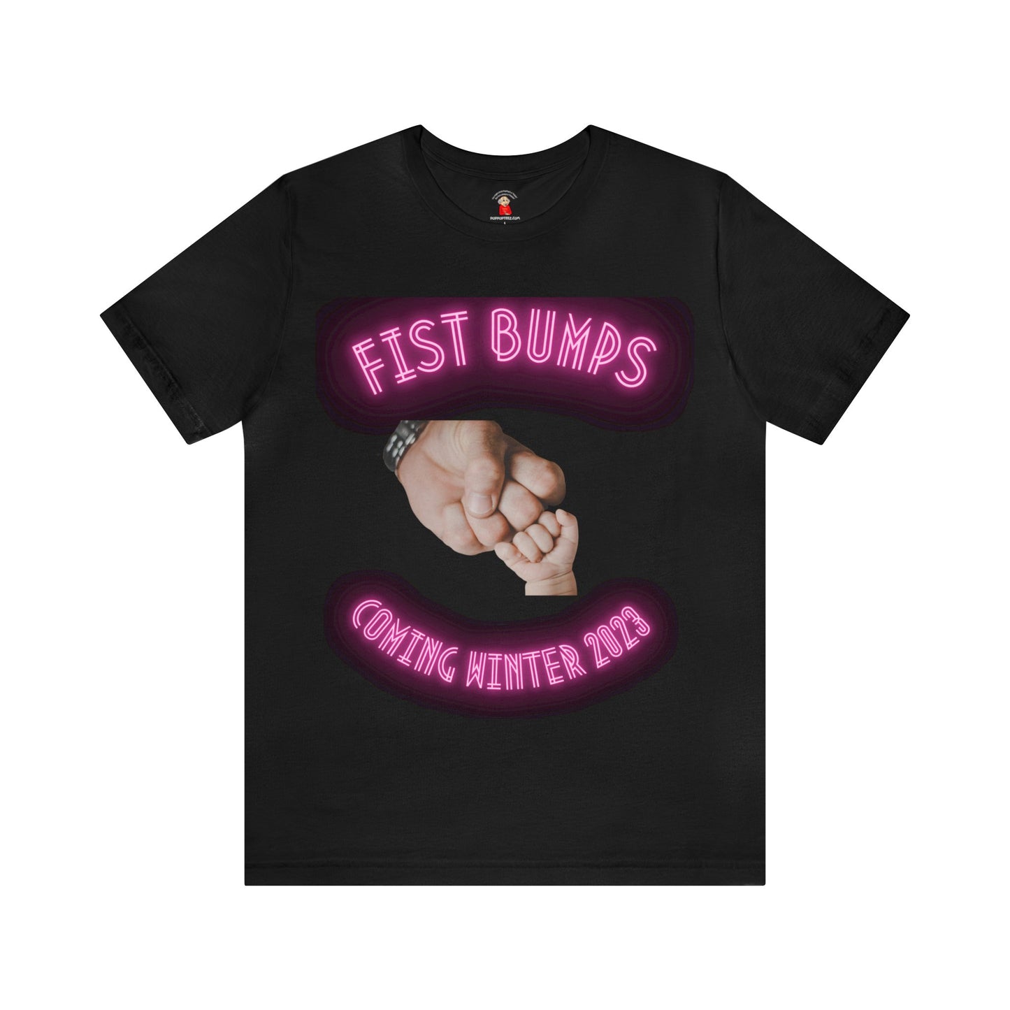 Baby Girl Pink Fist Bumps Coming Winter 2023 Unisex Jersey Short Sleeve