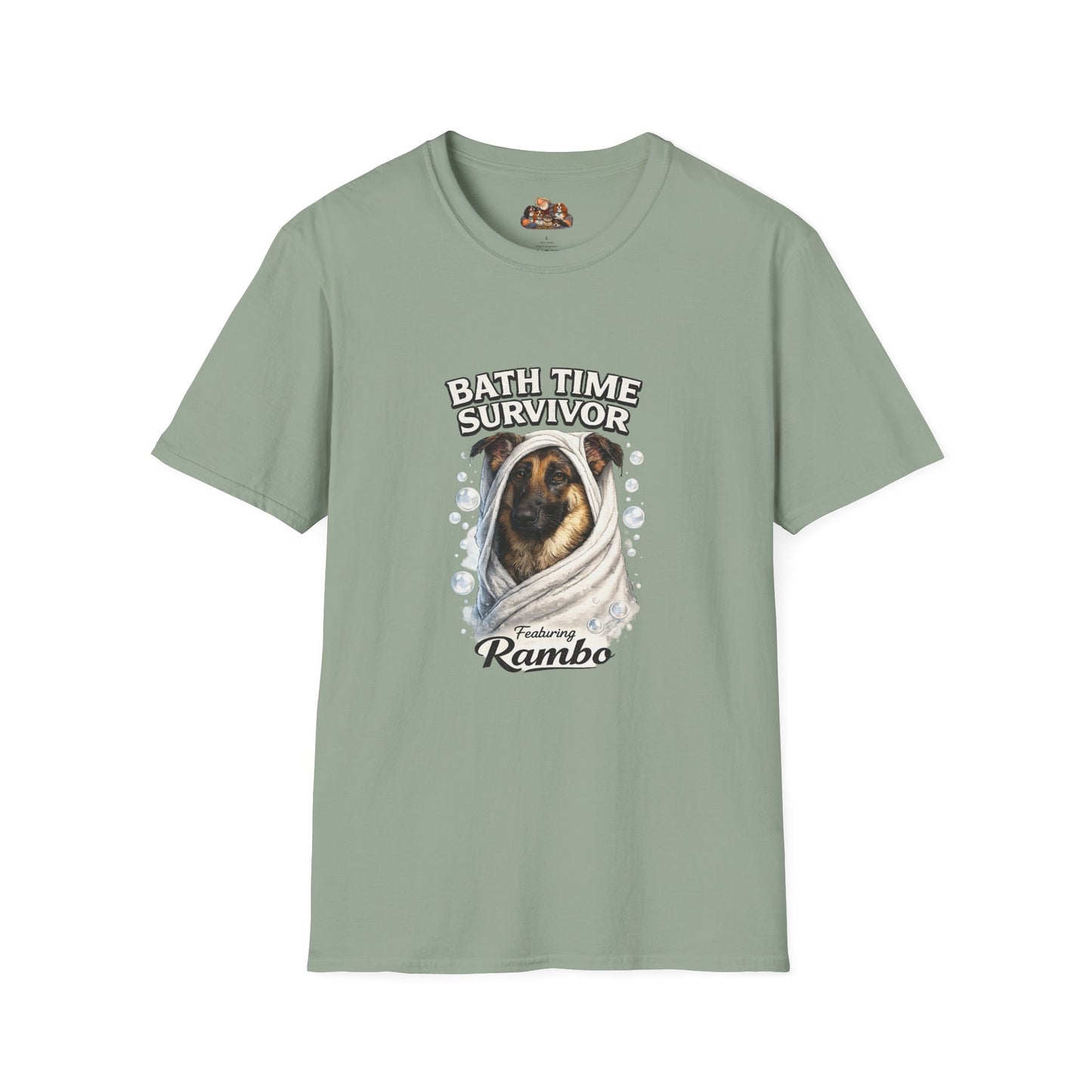 Bath Time Survivor – Personalized Dog Spa T-Shirt – Paw Spa Days Remembered