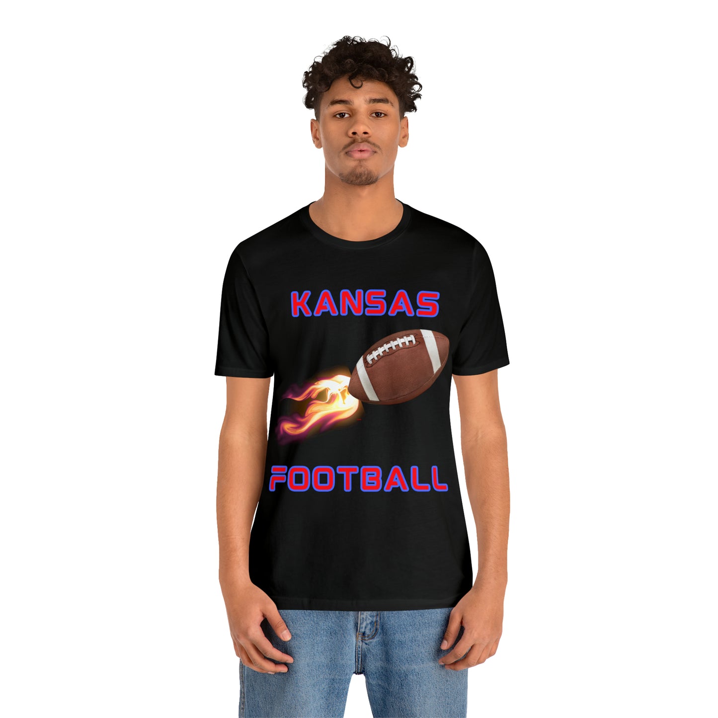 Kansas Flame Football Customizable Unisex Jersey Short Sleeve Tee