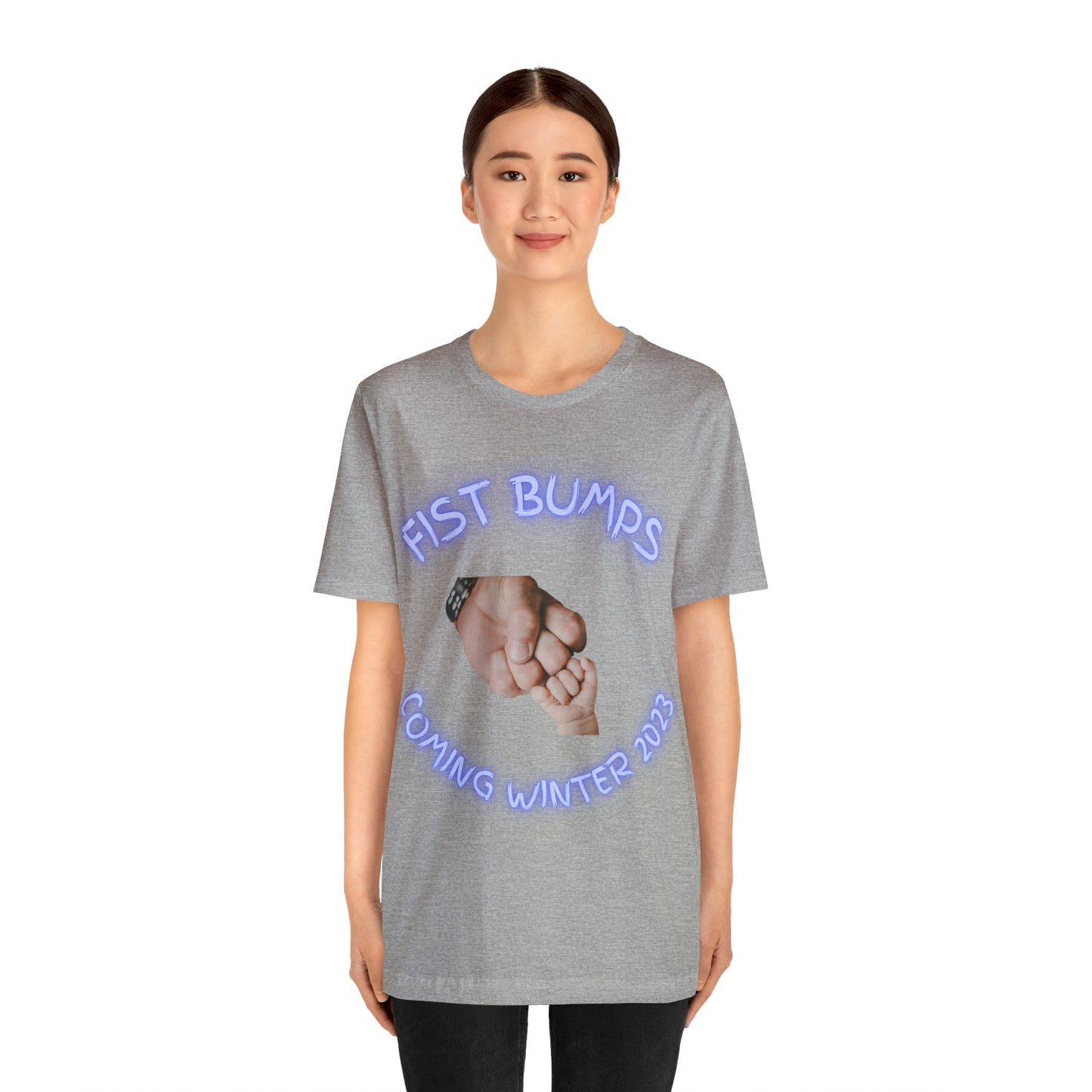 Baby Boy Blue Fist Bumps Coming Winter 2023 Unisex Jersey Short Sleeve Tee