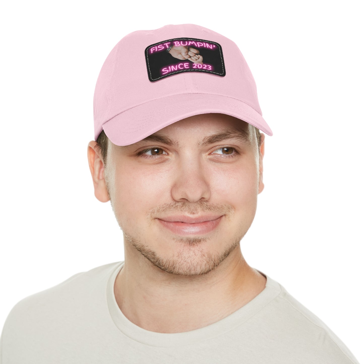 Baby Girl Fist Bumpin’ Since 2023 Hat with Leather Patch (Rectangle)