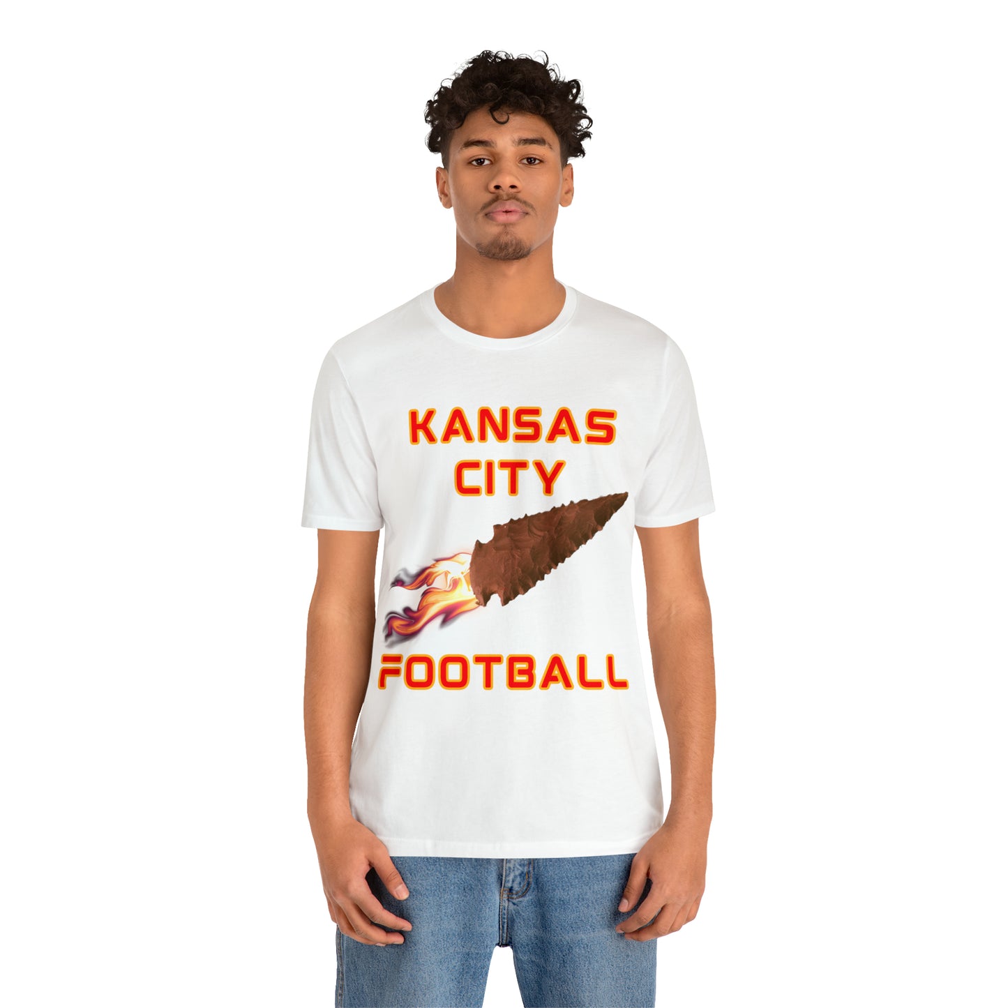 Kansas City Flame Football Arrowhead Customizable Unisex Jersey Short Sleeve Tee