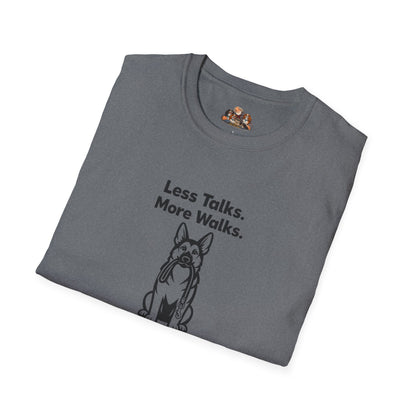 Shepherd Less Talks. More Walks.  —  Black And White Minimalist Family Collection For Adult Dog Lovers