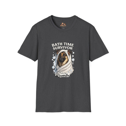 Bath Time Survivor – Personalized Dog Spa T-Shirt – Paw Spa Days Remembered
