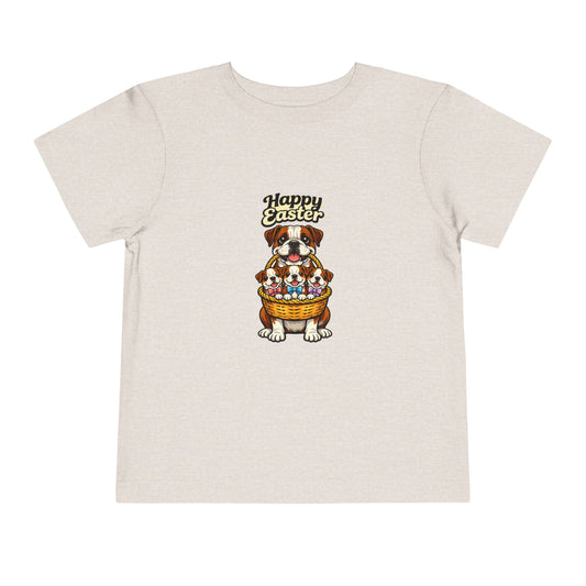 Bulldog Family Happy Easter -- Toddler Dog Lover Tee