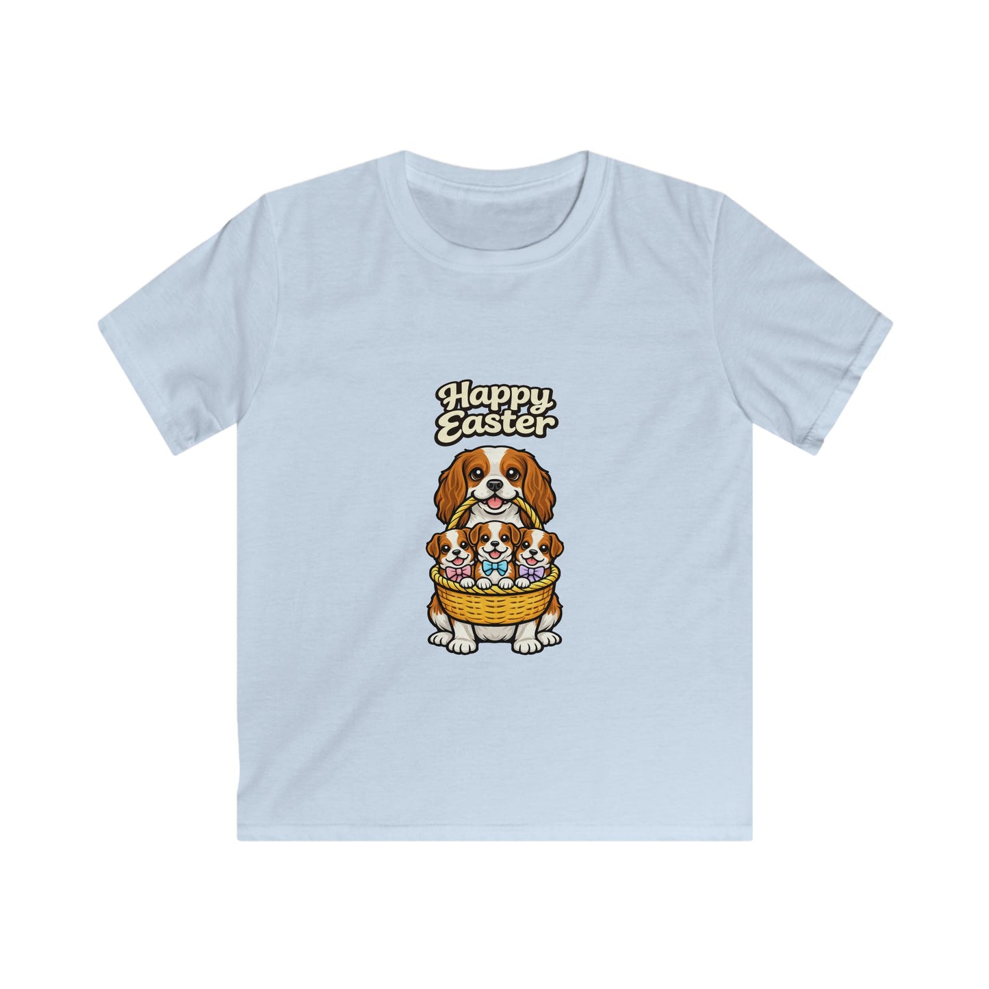 Cavalier King Charles Spaniel Family Happy Easter — Youth Dog Lover Tee