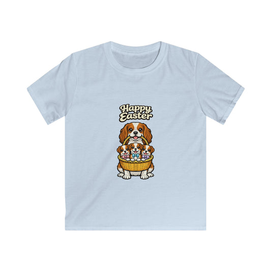 Cavalier King Charles Spaniel Family Happy Easter — Youth Dog Lover Tee