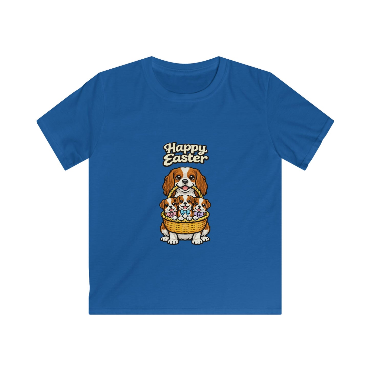 Cavalier King Charles Spaniel Family Happy Easter — Youth Dog Lover Tee