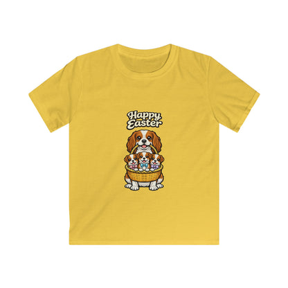 Cavalier King Charles Spaniel Family Happy Easter — Youth Dog Lover Tee
