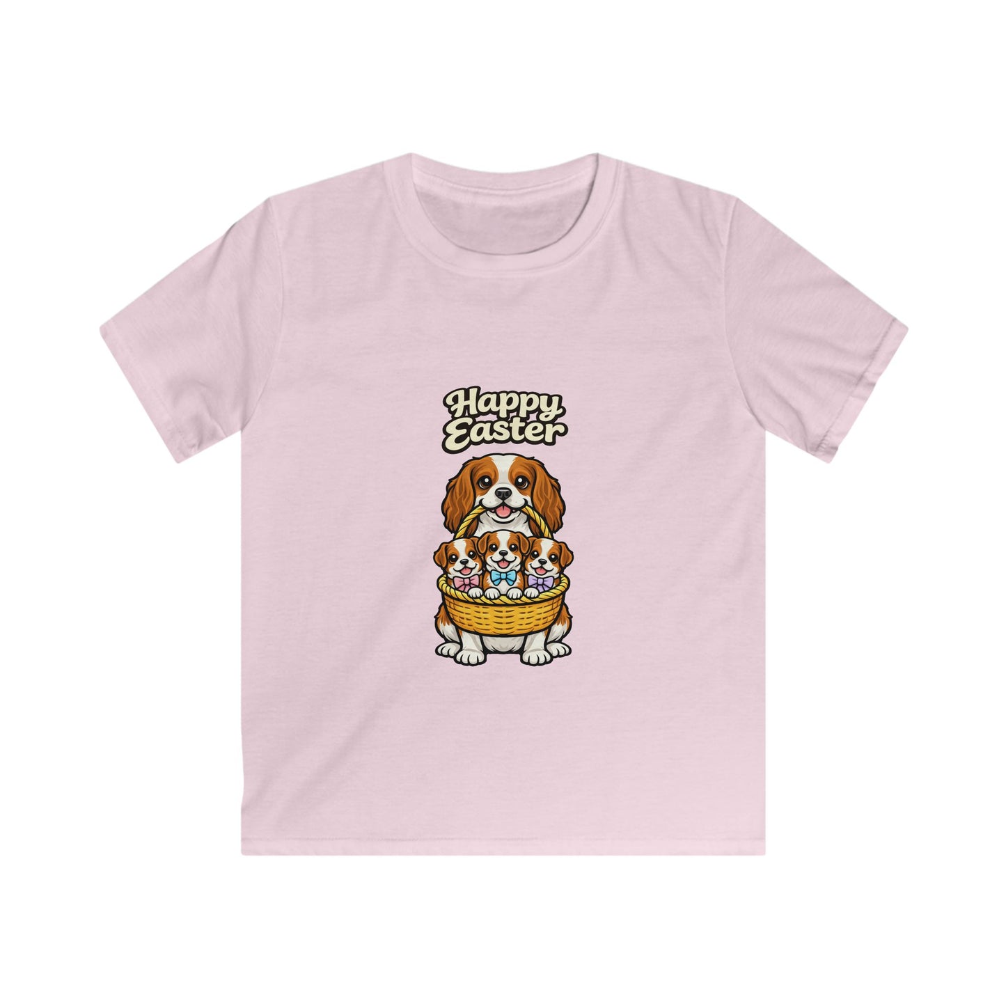 Cavalier King Charles Spaniel Family Happy Easter — Youth Dog Lover Tee