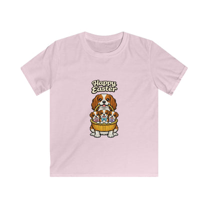 Cavalier King Charles Spaniel Family Happy Easter — Youth Dog Lover Tee